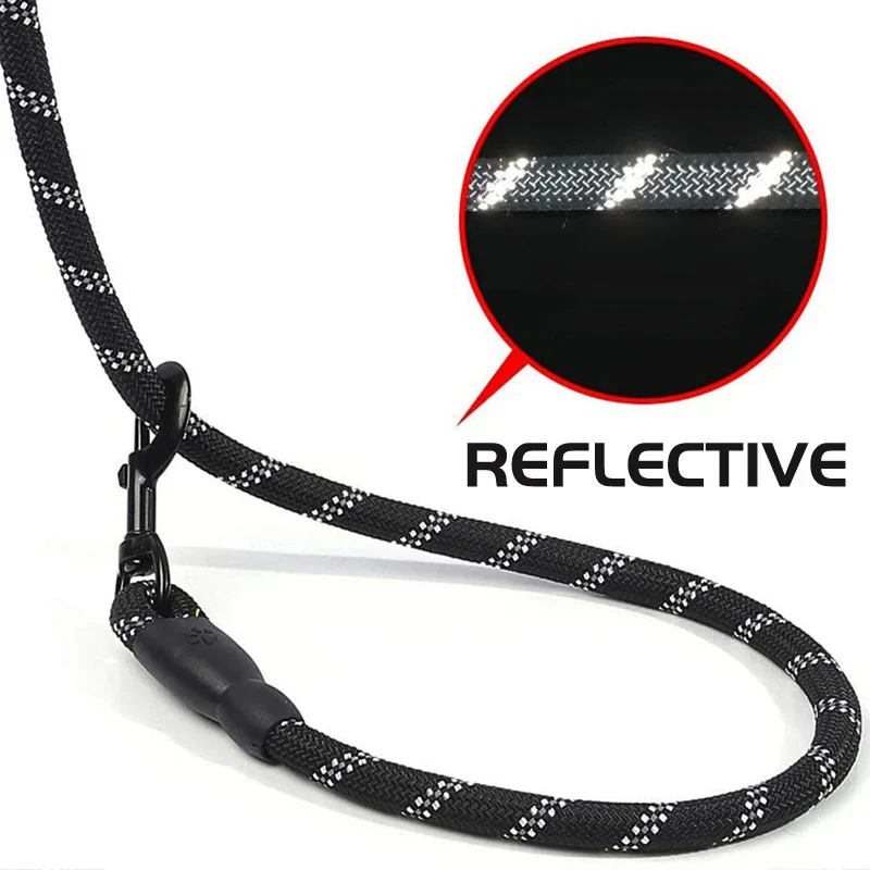 Reflective Nylon Dog Leash with Padded Handle for Strong Dogs