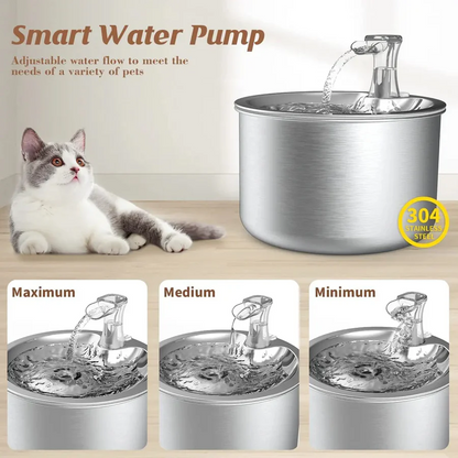 Stainless Steel Cat Water Fountain with Filter and Motion Sensor