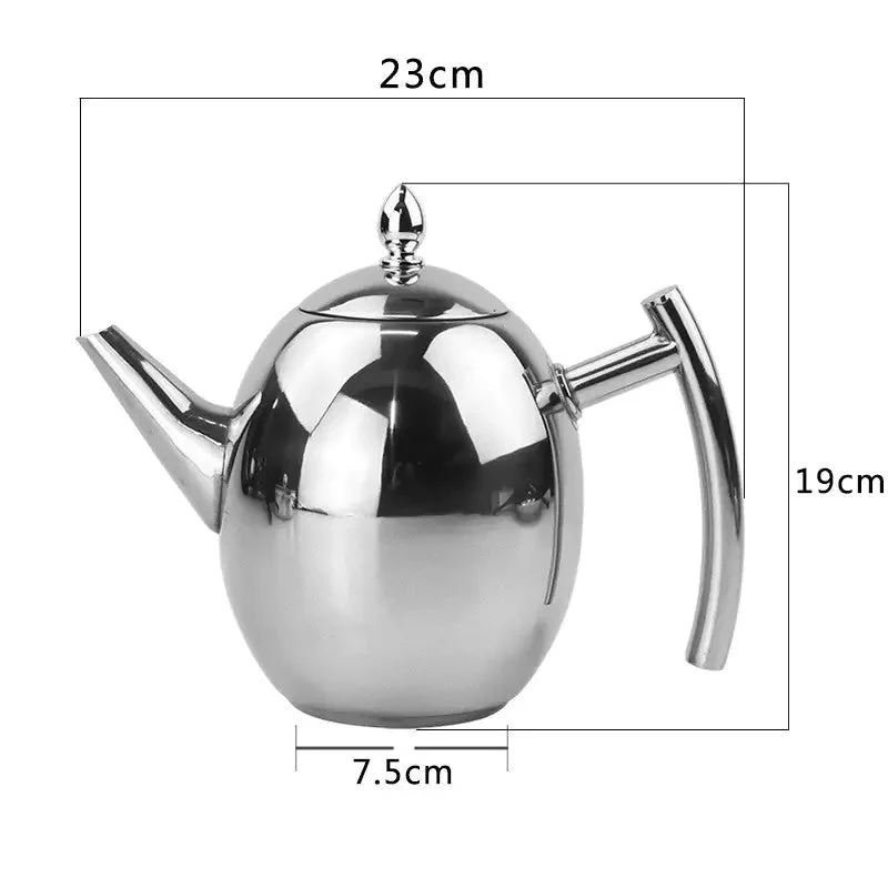 Stainless Steel Teapot with Built-In Strainer for Loose Leaf Tea