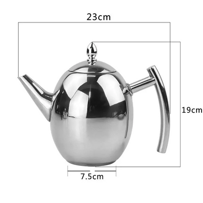 Stainless Steel Teapot with Built-In Strainer for Loose Leaf Tea
