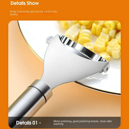 Stainless Steel Corn Peeler with Serrated Blade and Ergonomic Grip