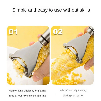Stainless Steel Corn Peeler with Serrated Blade and Ergonomic Grip