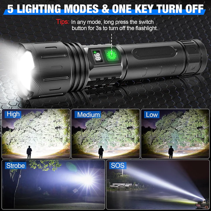 100,000 Lumens Tactical Flashlight Rechargeable Waterproof LED Brightest