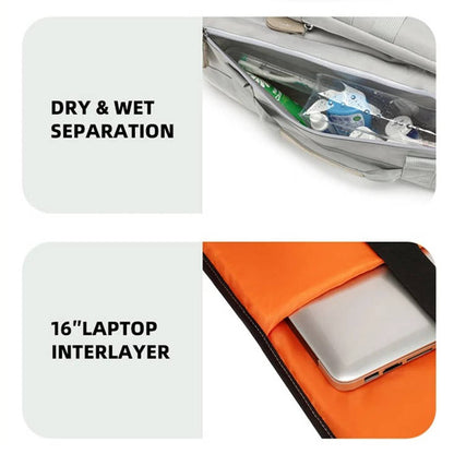 Large Capacity Travel Backpack With Laptop Compartment And Wet Dry Separation