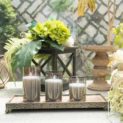 Amber Glass Flameless Candle Set with Remote