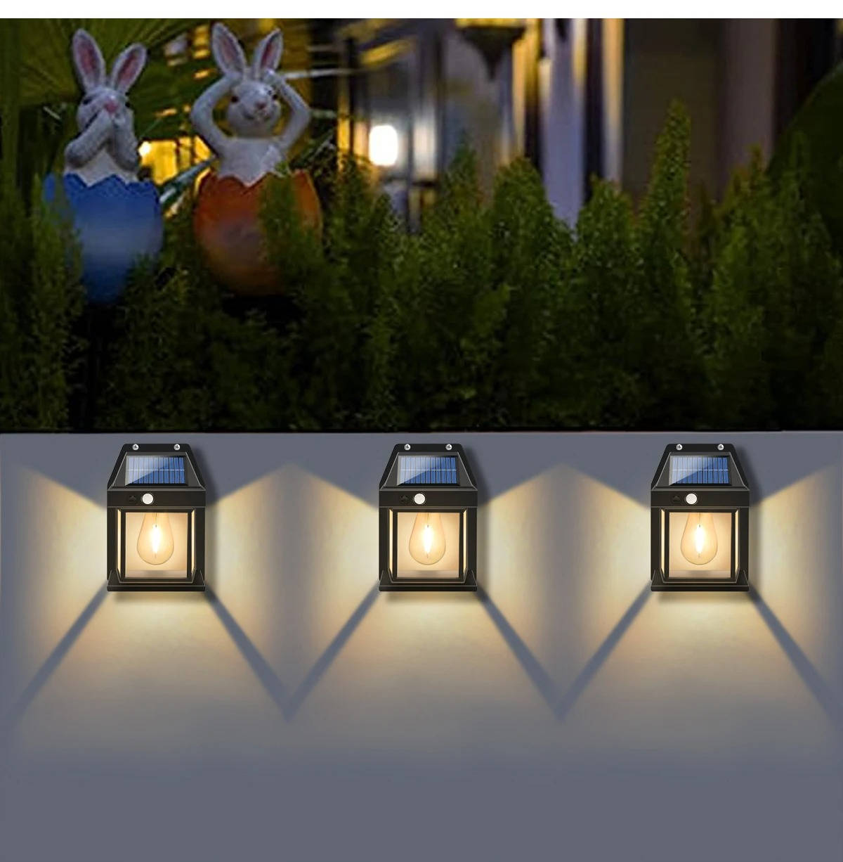 2-Pack Solar Outdoor Wall Lights Motion Sensor 600 Lumens Weatherproof