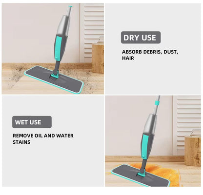 Spray Mop With Microfiber Pads, 360 Degree Rotation, Wet & Dry Use