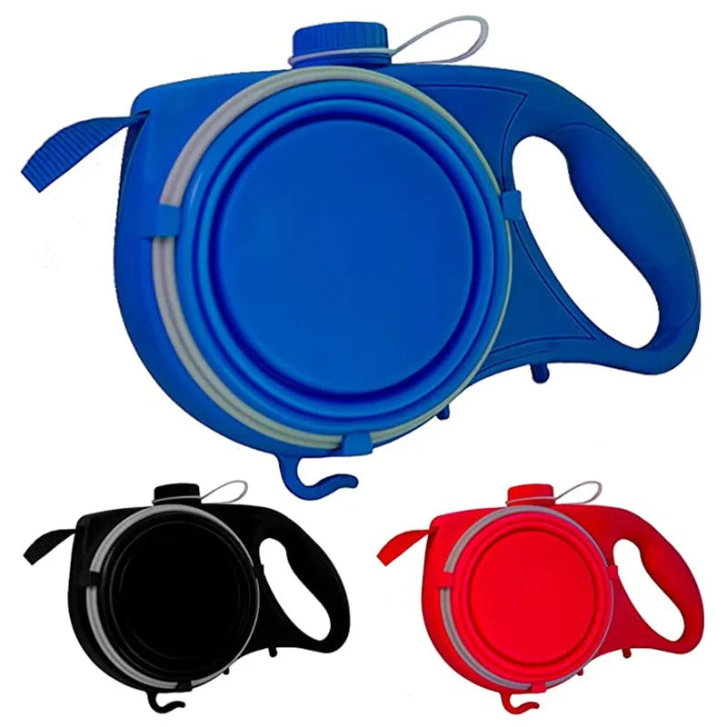 4-in-1 Dog Leash with Water Bottle, Bowl & Waste Bag Dispenser