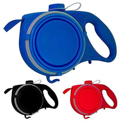 4-in-1 Dog Leash with Water Bottle, Bowl & Waste Bag Dispenser