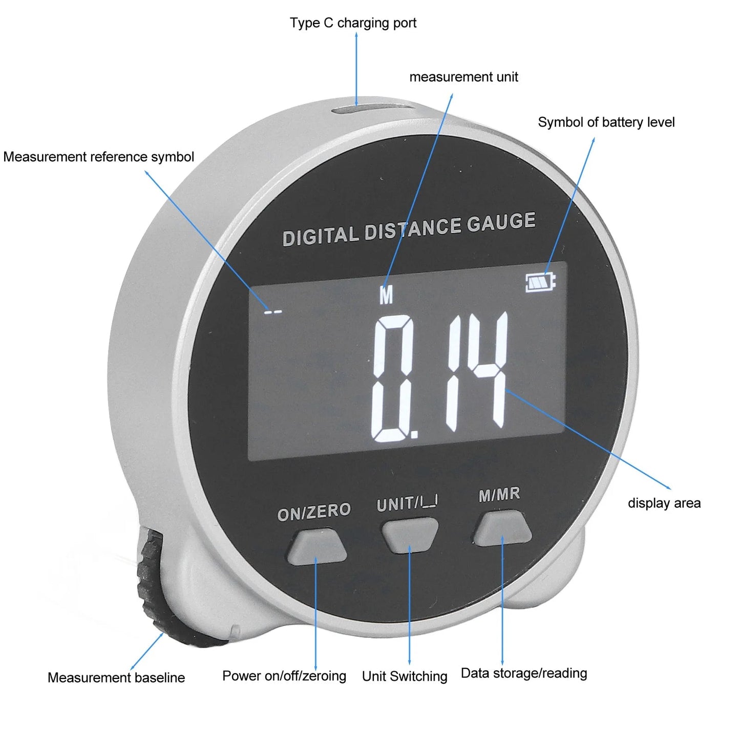 Digital Tape Measure With LCD Display And 656 Ft Range For Precision