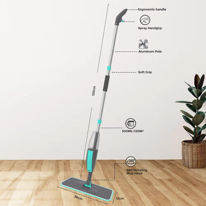 Spray Mop With Microfiber Pads, 360 Degree Rotation, Wet & Dry Use