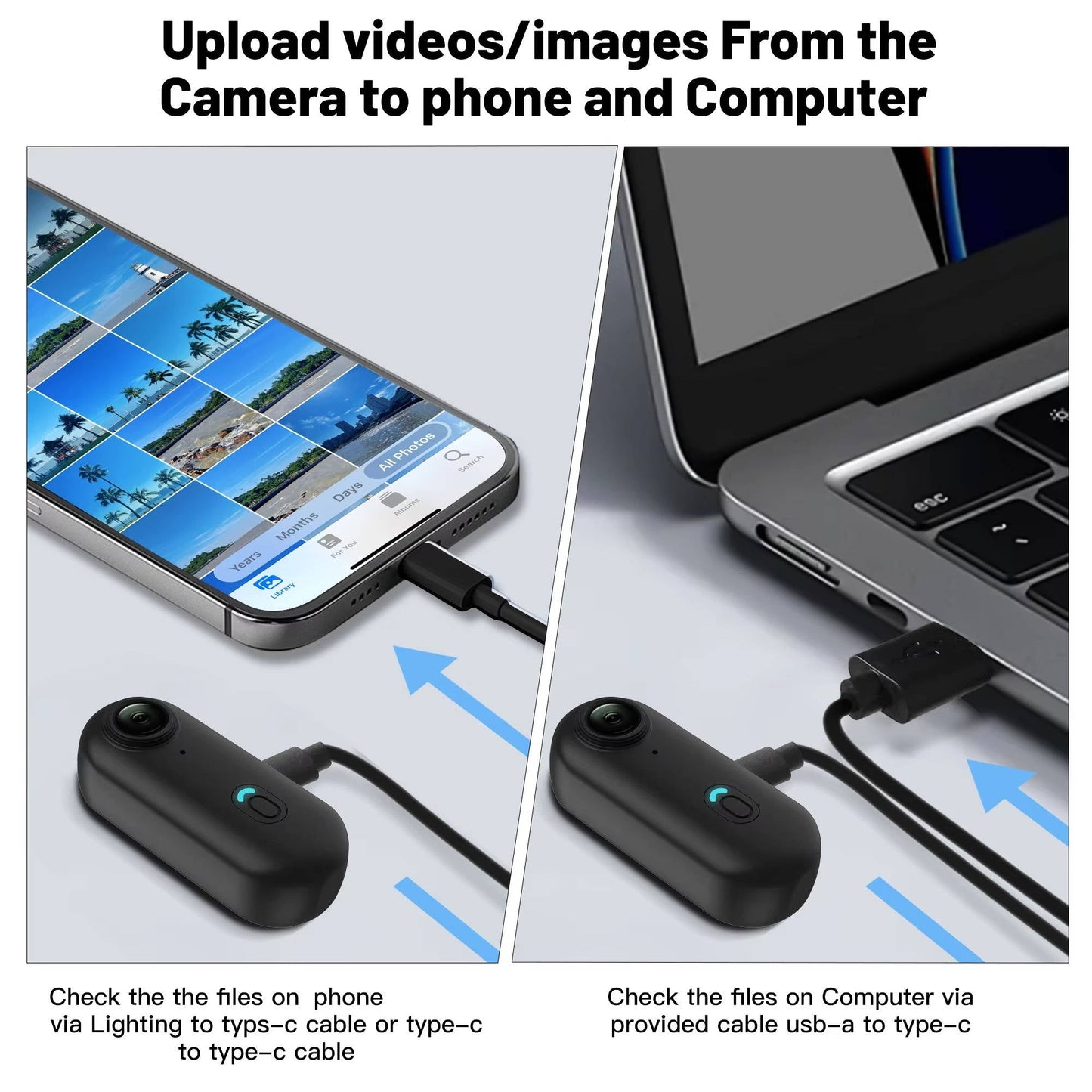 4K 360 Action Camera Thumb-Sized Waterproof With Magnetic Mounts