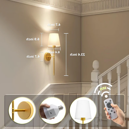 Wireless Rechargeable Wall Sconce With Remote Control And 12 Color Lights