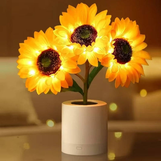 Adjustable USB Rechargeable Sunflower LED Night Light Lamp with Flexible Stem