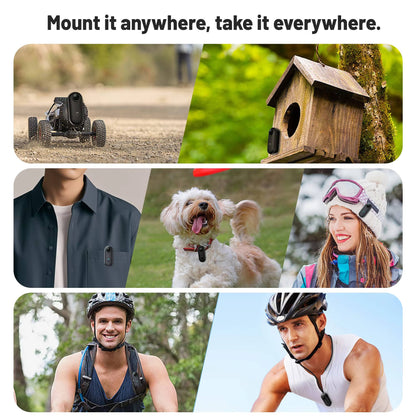 4K 360 Action Camera Thumb-Sized Waterproof With Magnetic Mounts