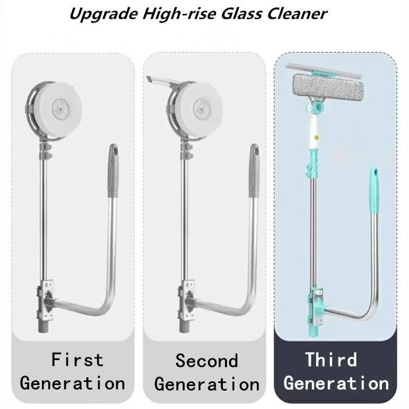 Telescopic Long Handle Window Cleaner Brush with Rotating Microfiber Head