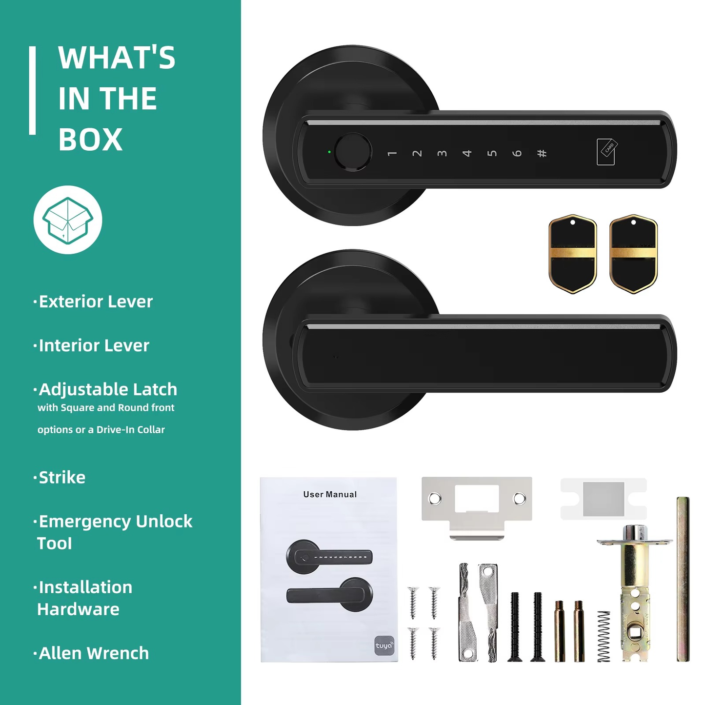 Keyless Entry Door Lock With Handle Biometric Touchscreen Smart Lock