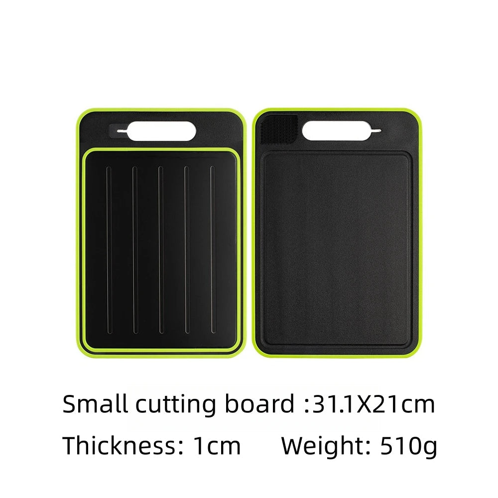 4-in-1 Cutting Board with Thawing Tray, Knife Sharpener & Garlic Grinder