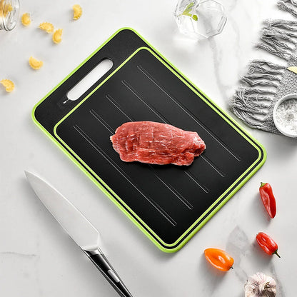 4-in-1 Cutting Board with Thawing Tray, Knife Sharpener & Garlic Grinder