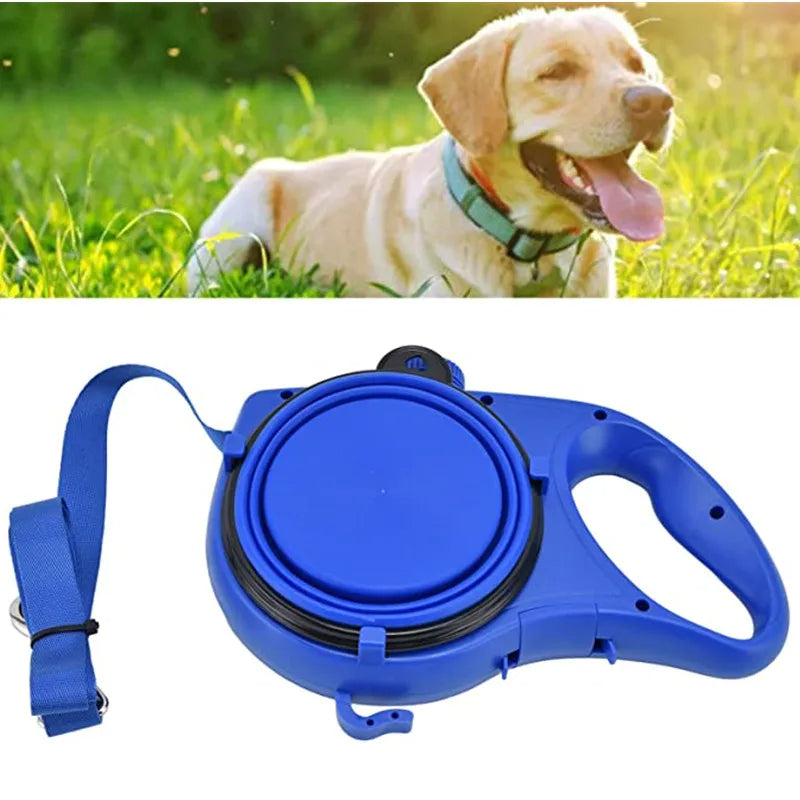 4-in-1 Dog Leash with Water Bottle, Bowl & Waste Bag Dispenser