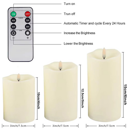 Amber Glass Flameless Candle Set with Remote