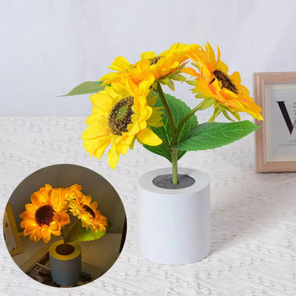 Adjustable USB Rechargeable Sunflower LED Night Light Lamp with Flexible Stem