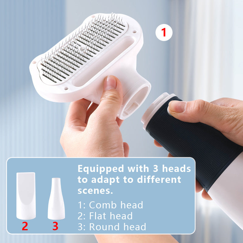 Dog Hair Dryer 3-in-1 Grooming Brush with Adjustable Heat Settings