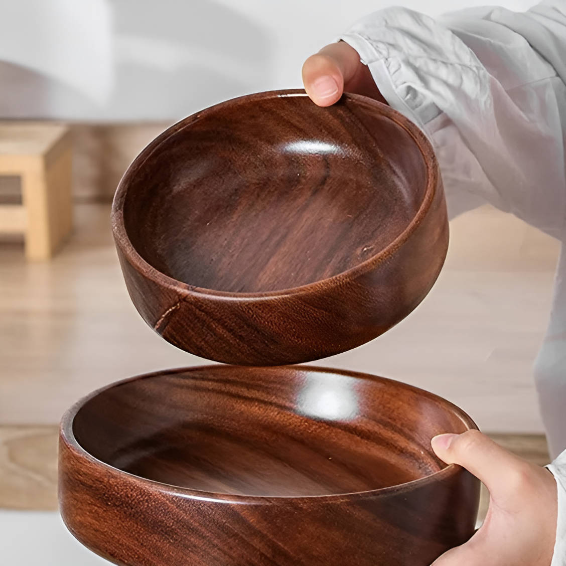 Walnut Wood Serving Bowl For Food Smooth Polished Multipurpose Bowl