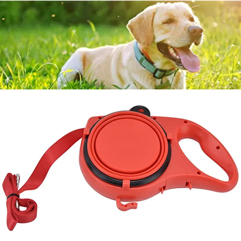4-in-1 Dog Leash with Water Bottle, Bowl & Waste Bag Dispenser