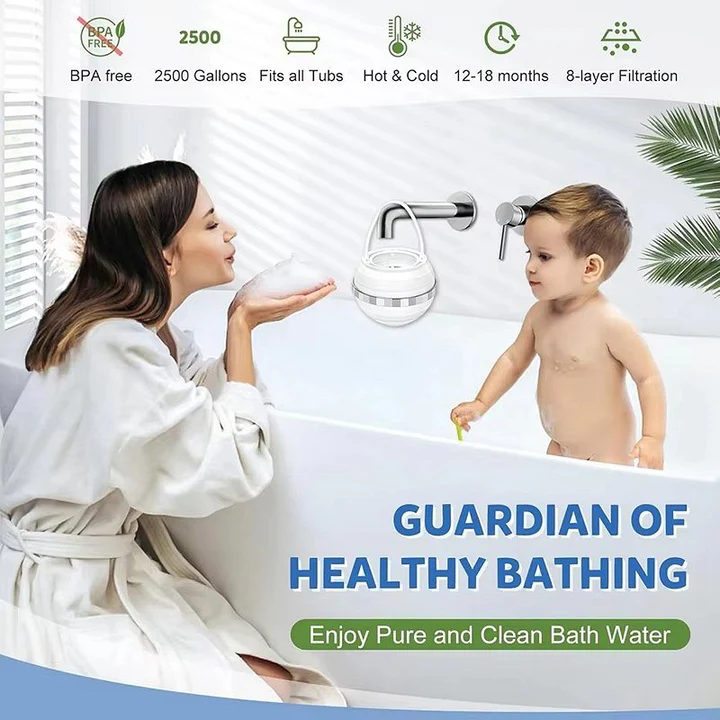 Bathtub Water Filter Clip-On for Soft, Clean Chlorine-Free Bathwater