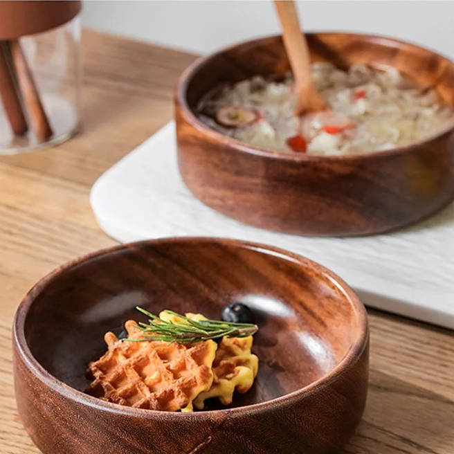 Walnut Wood Serving Bowl For Food Smooth Polished Multipurpose Bowl