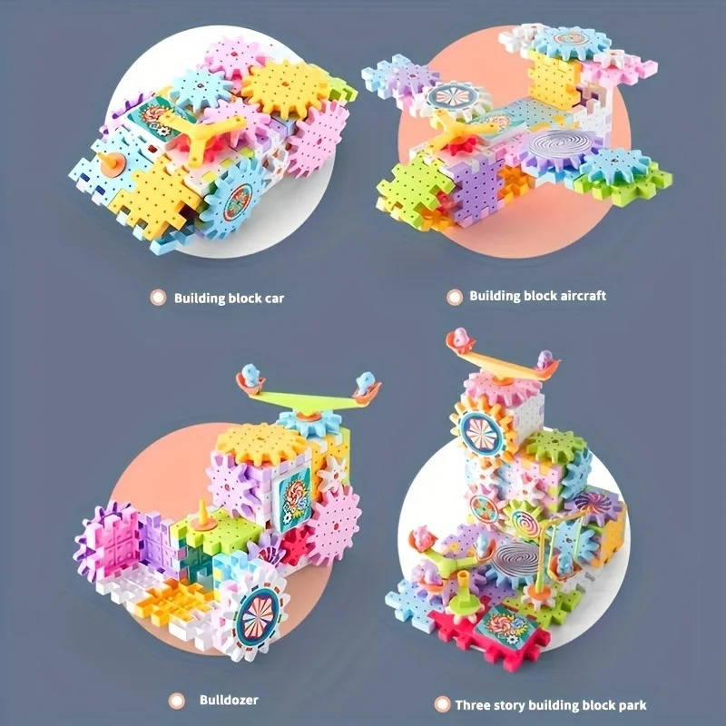 263 Pcs Kids Building Blocks Kit With Motorized Gears STEM Toy
