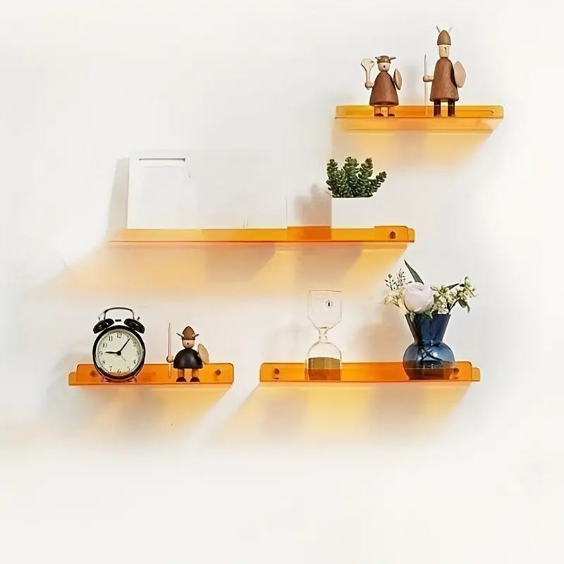Acrylic Floating Shelf With Transparent Orange Design