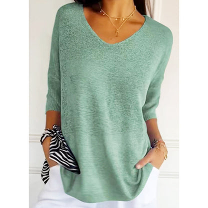 Pull Tricoté Col V Élégant | Aurélie™