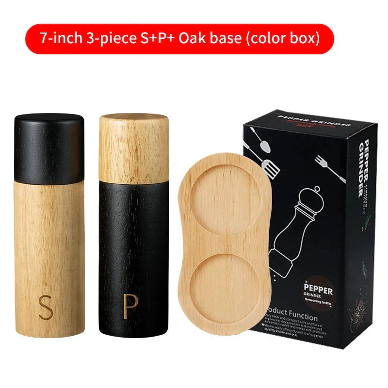 Modern Wooden Salt and Pepper Mill Set
