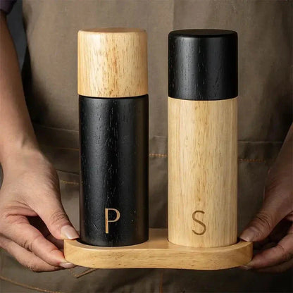 Modern Wooden Salt and Pepper Mill Set
