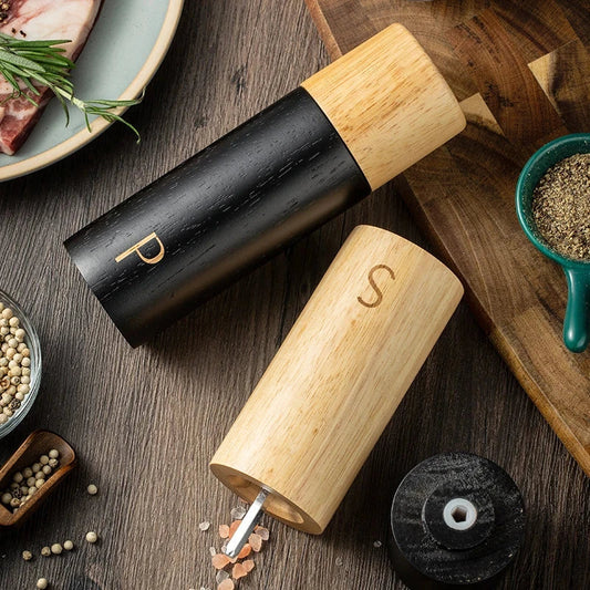 Modern Wooden Salt and Pepper Mill Set