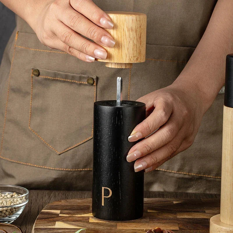 Modern Wooden Salt and Pepper Mill Set