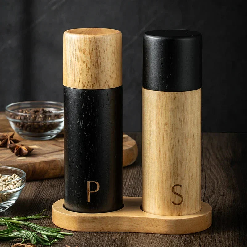 Modern Wooden Salt and Pepper Mill Set