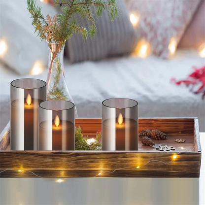 Amber Glass Flameless Candle Set with Remote