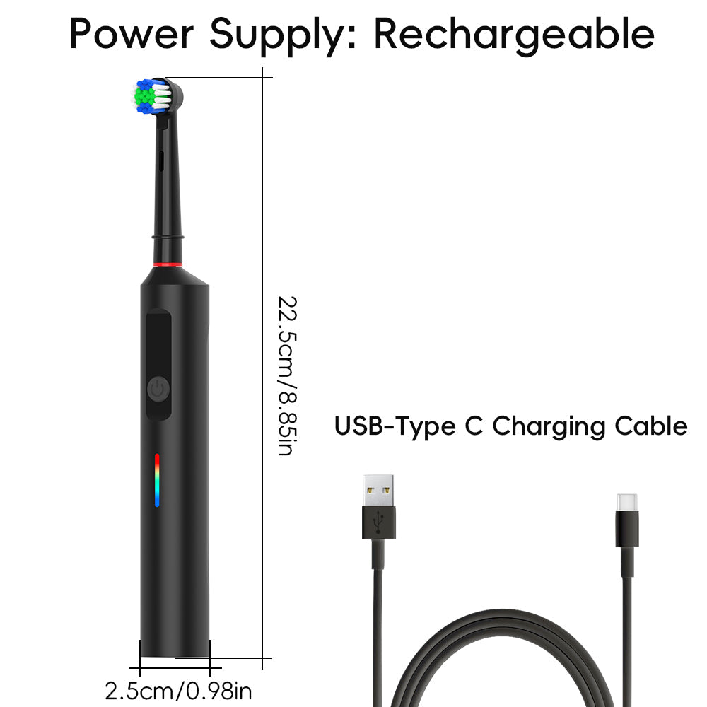 360 Rotating Electric Toothbrush With Pressure Sensor and Timer