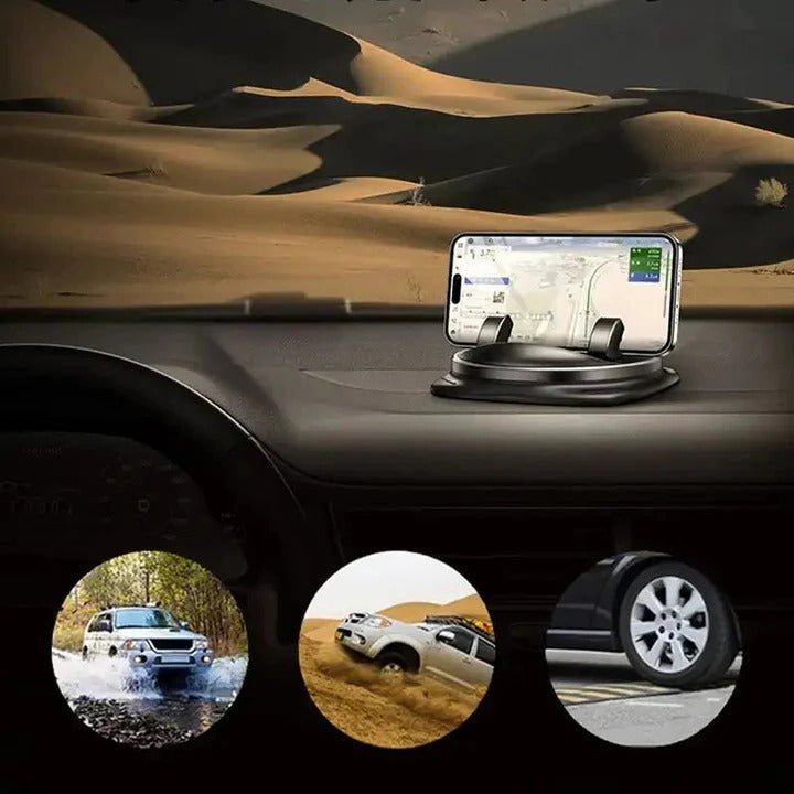 360° Rotating Car Phone Holder With Suction Mount and Silicone Grip