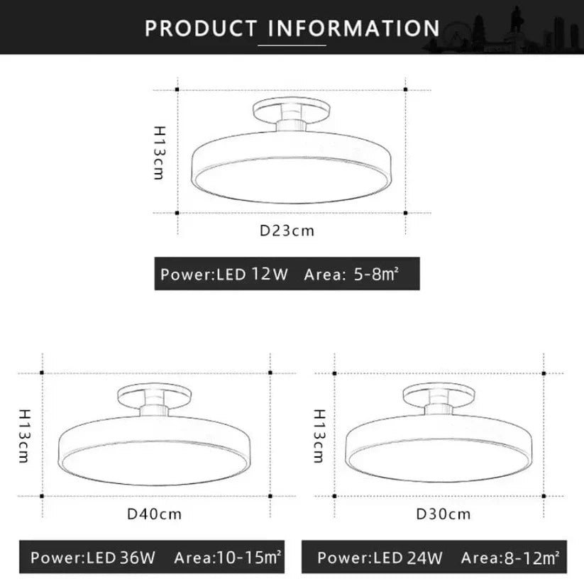 Flush Mount Rounded LED Ceiling Light Warm White Surface Mounted