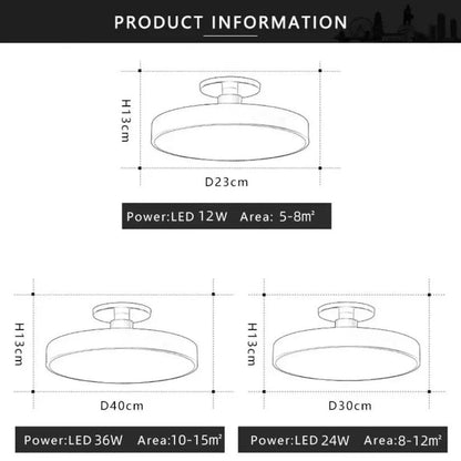Flush Mount Rounded LED Ceiling Light Warm White Surface Mounted