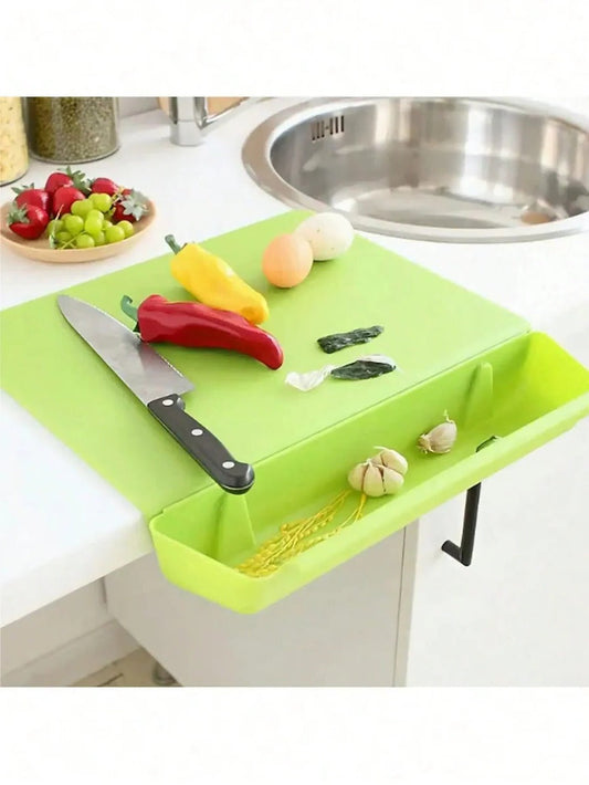 2 in 1 Cutting Board with Removable Tray and Trash Holder Container