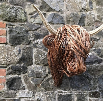 Handcrafted Wall-Mounted Cow Sculpture Rustic Highland Cattle Decor