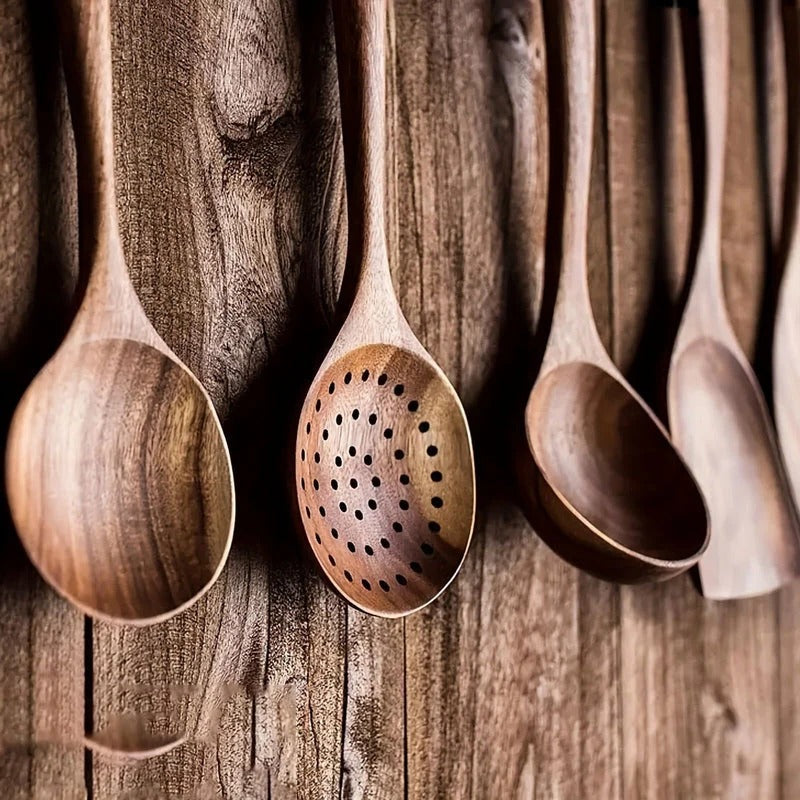 5-Piece Kitchen Utensil Set with Ergonomic Handles for Mixing and Serving