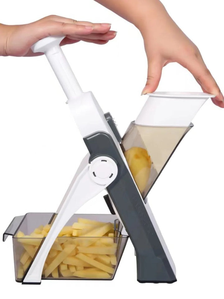 5-in-1 Vegetable Slicer with 5 Blades and Integrated Collecting Tray