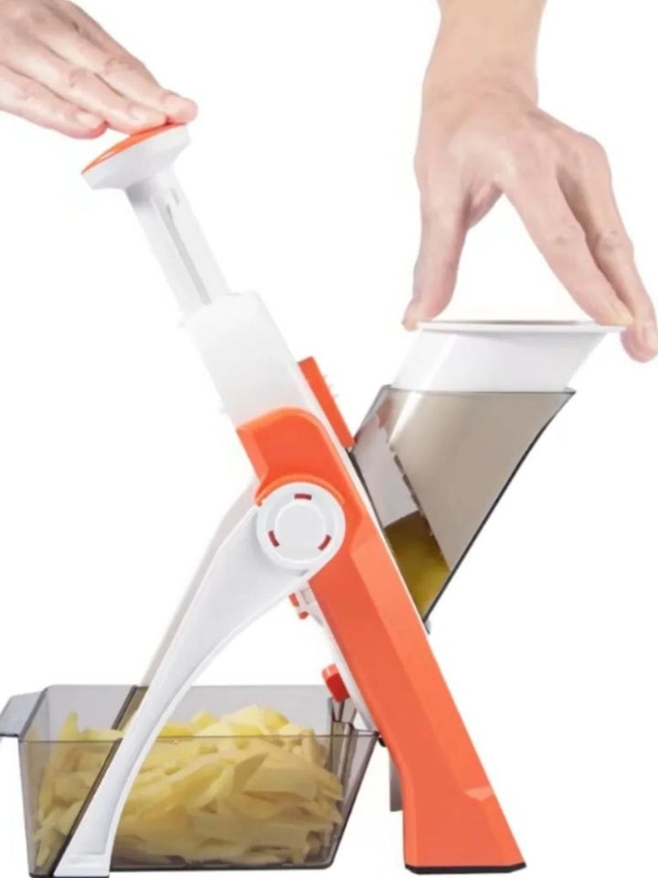 5-in-1 Vegetable Slicer with 5 Blades and Integrated Collecting Tray