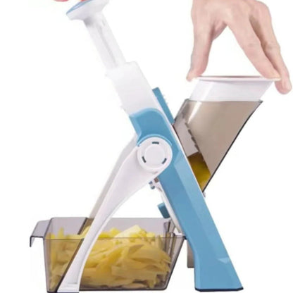 5-in-1 Vegetable Slicer with 5 Blades and Integrated Collecting Tray